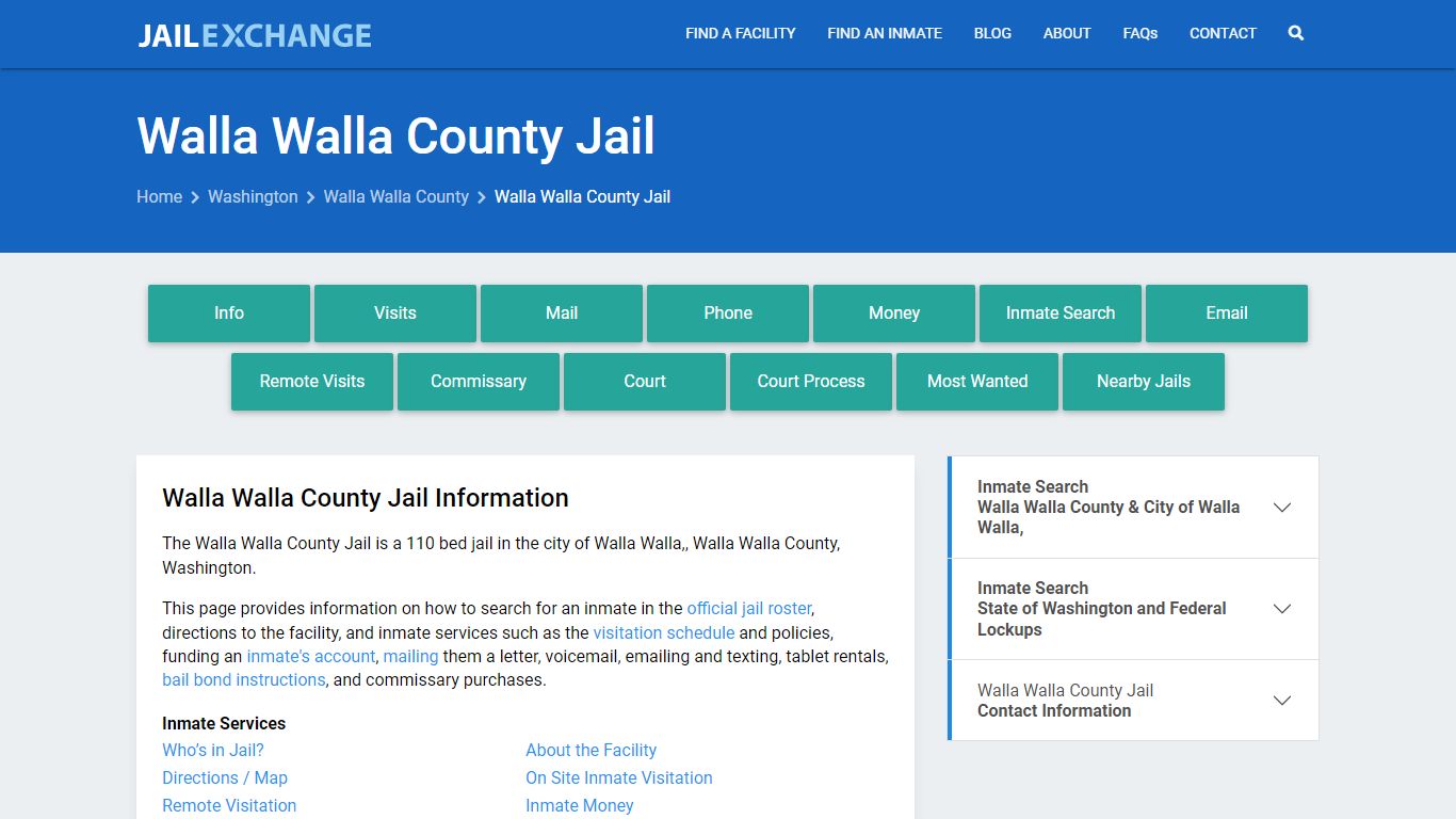Walla Walla County Jail, WA Inmate Search, Information