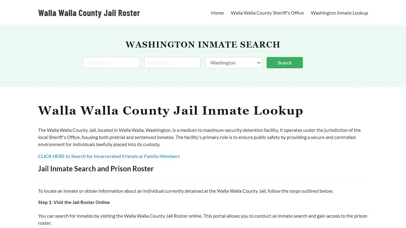Walla Walla County Jail Roster Lookup, WA, Inmate Search
