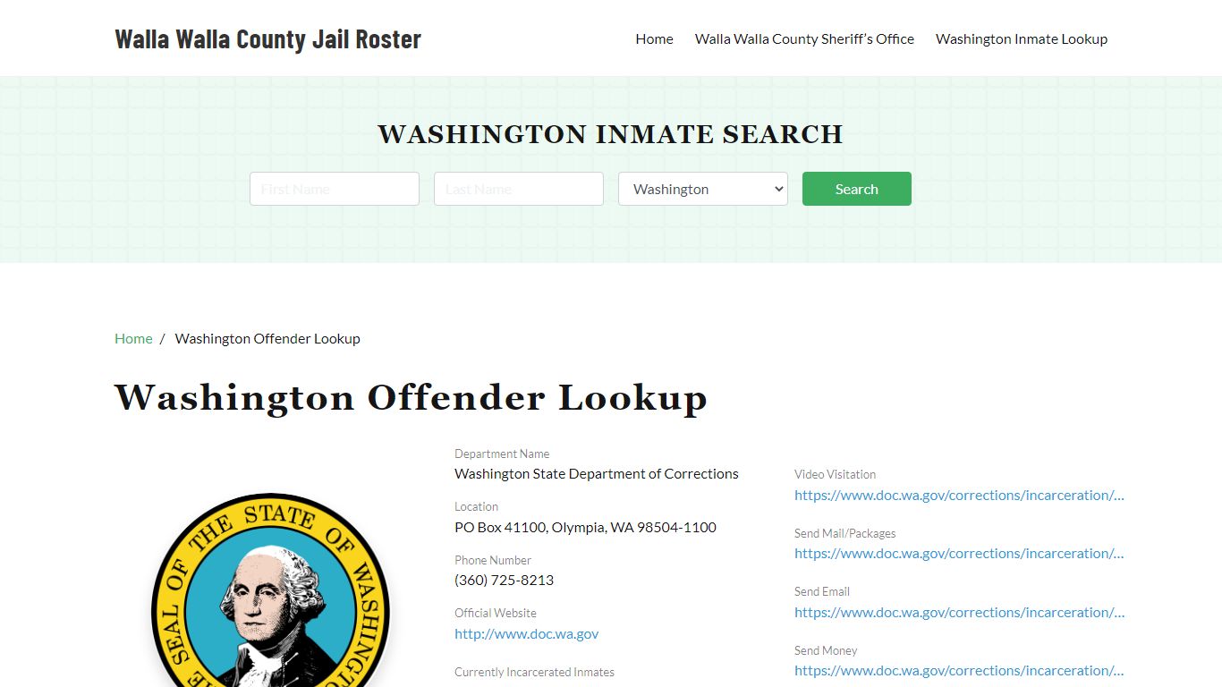 Washington Inmate Search, Jail Rosters